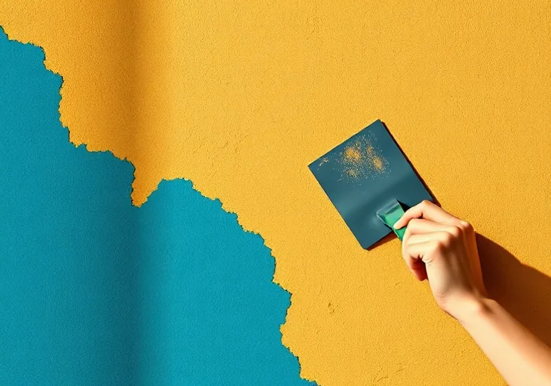 Application d'un enduit décoratif à la lisseuse sur un mur